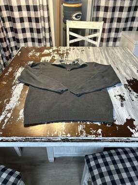 Oscar de la Renta Men's XL Gray Cotton Blend 1/4 Zip Pullover Sweater